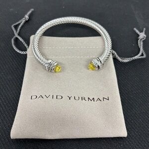 David Yurman Yellow Gemstone Cable Bracelet Gold Silver